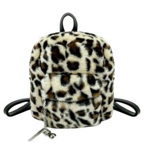 Gilda Paris Leopard Print Fur Messenger Backpack‎ On Trend Fashionable Statement